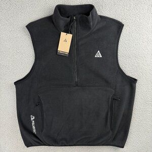 Nike ACG Vest Mens Medium Black Wolf Tree Sherpa 1/2 Zip Fleece Sweater Polartec